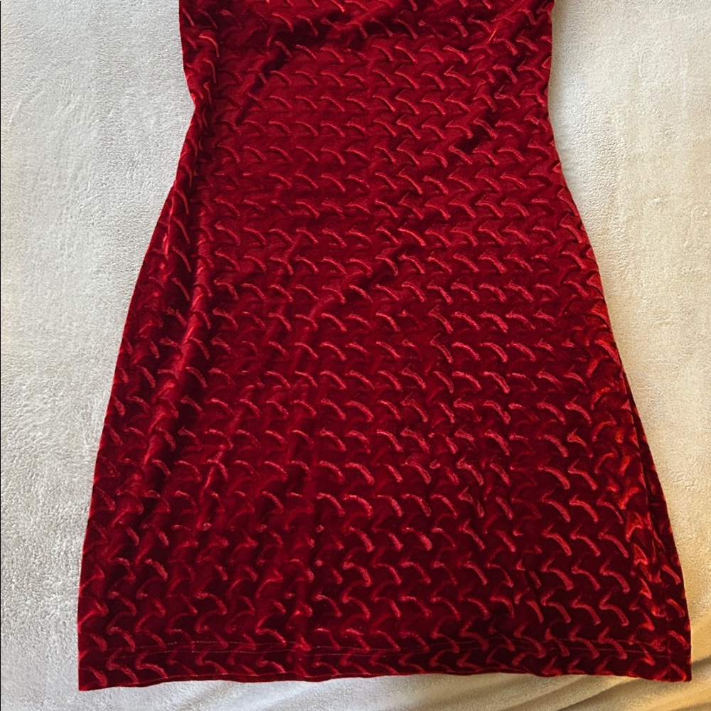 Vintage 80s/90s Algo Red Velvet Dress - Picture 16 of 16